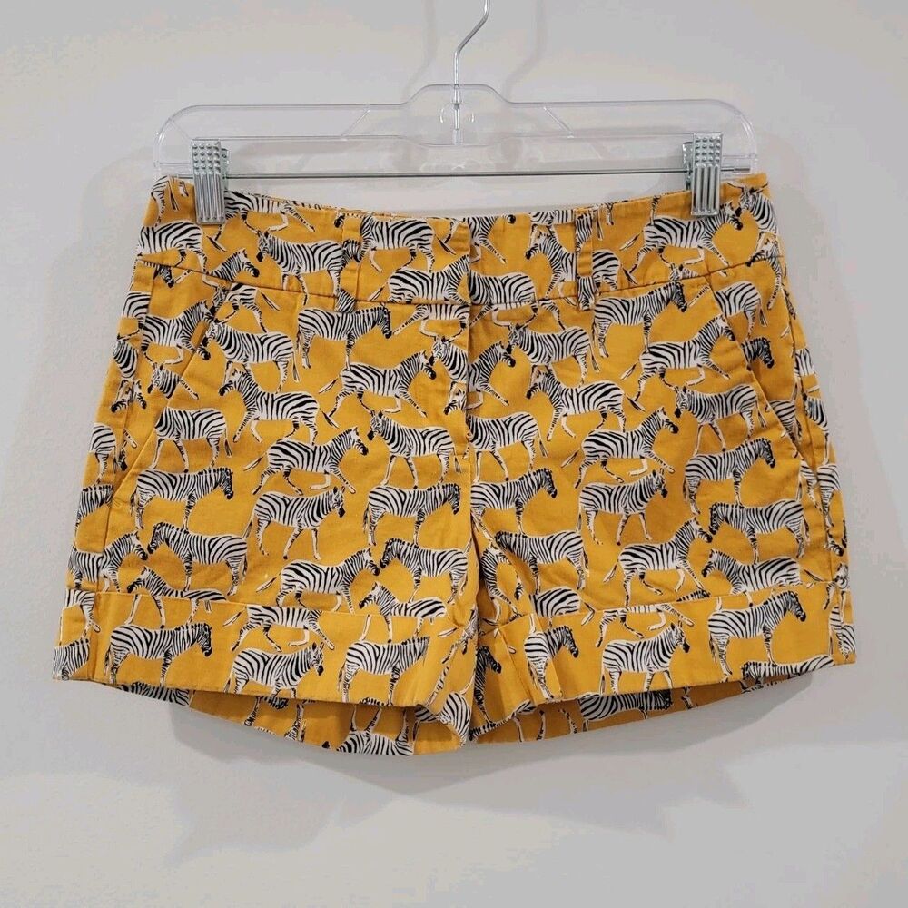 Womens Shorts Size Small Zebra Novelty Print Yellow Summer Safari